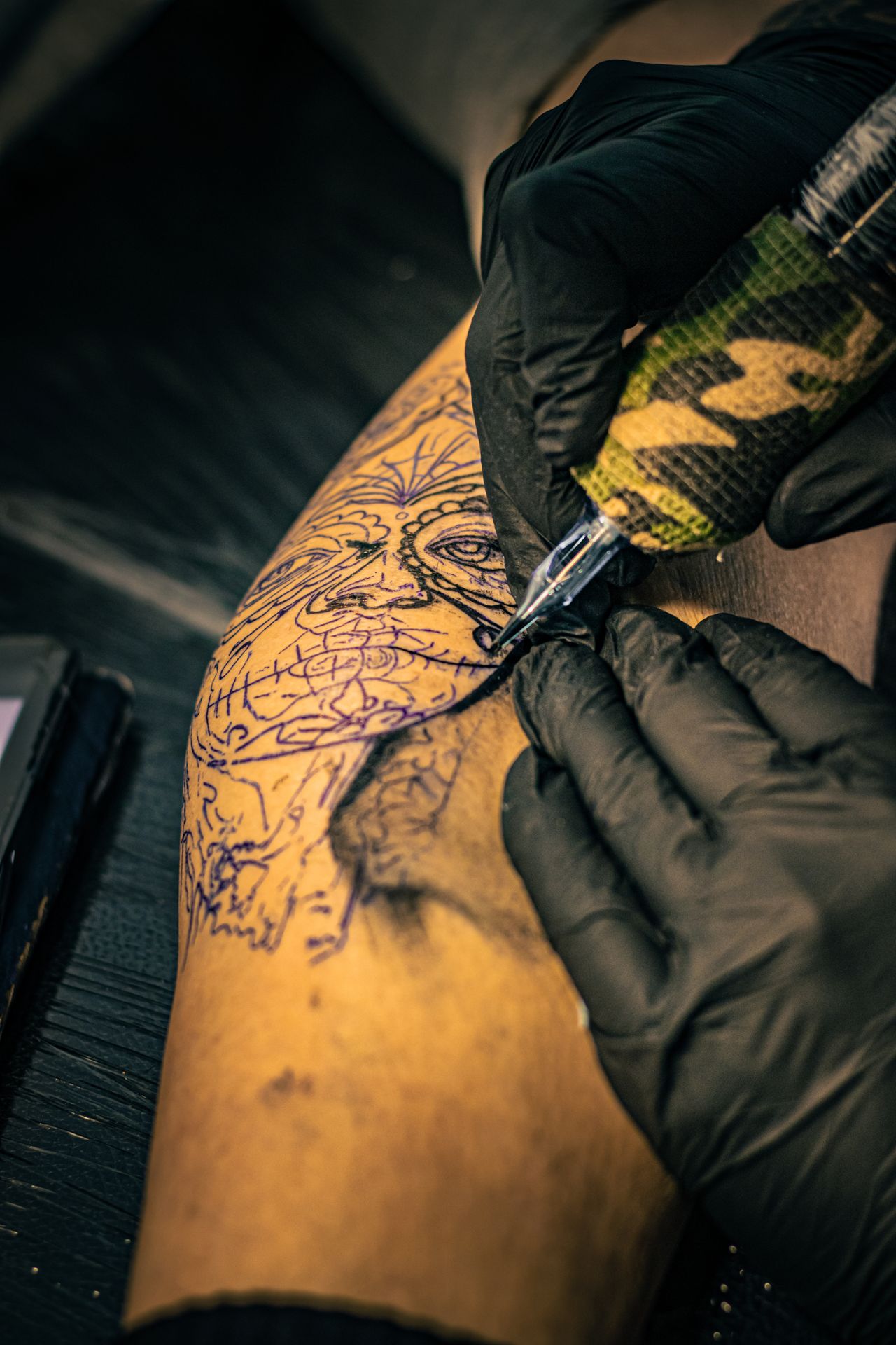 Fine line sleeve tattoo